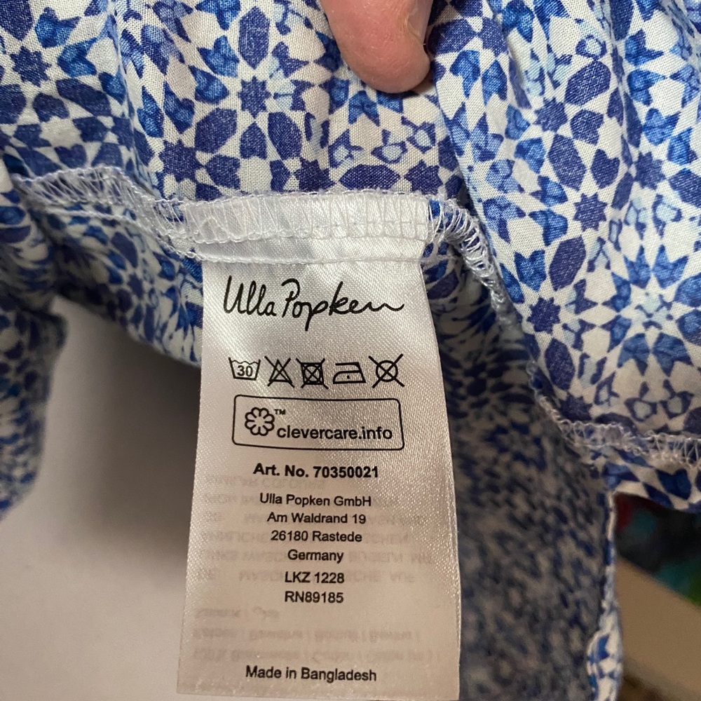 Ulla Popken blue and white patterned blouse. Size 16/18 cotton. Great condition - Picture 9 of 9